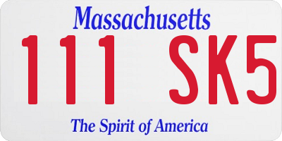 MA license plate 111SK5