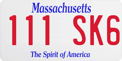 MA license plate 111SK6