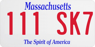 MA license plate 111SK7