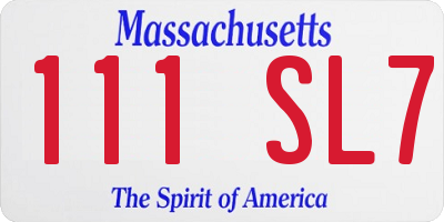 MA license plate 111SL7