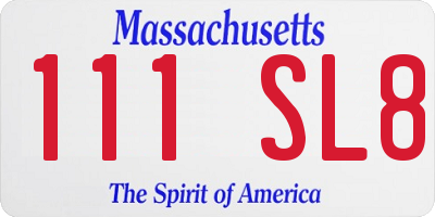 MA license plate 111SL8