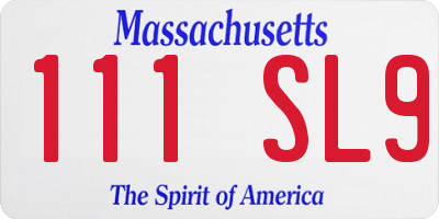 MA license plate 111SL9