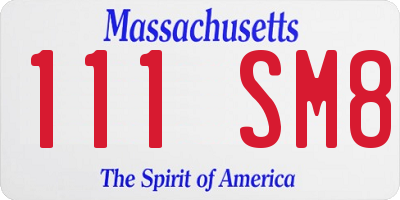MA license plate 111SM8