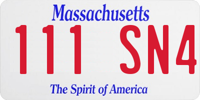 MA license plate 111SN4