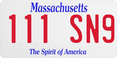MA license plate 111SN9