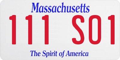 MA license plate 111SO1
