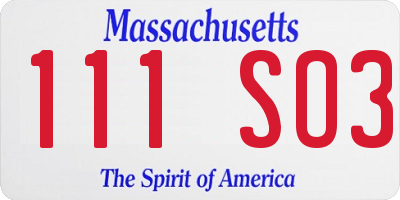 MA license plate 111SO3