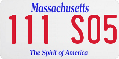 MA license plate 111SO5