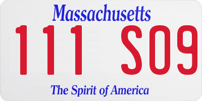 MA license plate 111SO9