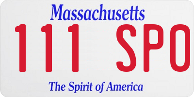 MA license plate 111SP0