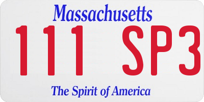 MA license plate 111SP3