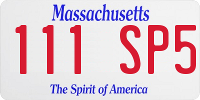 MA license plate 111SP5