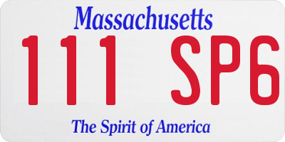 MA license plate 111SP6