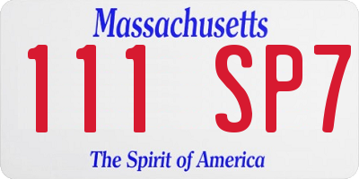 MA license plate 111SP7