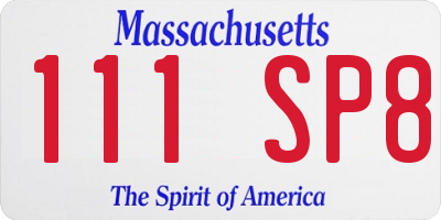 MA license plate 111SP8