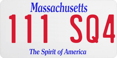MA license plate 111SQ4