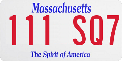 MA license plate 111SQ7