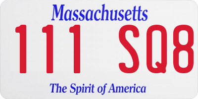 MA license plate 111SQ8