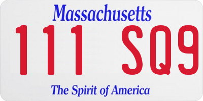 MA license plate 111SQ9