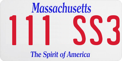 MA license plate 111SS3