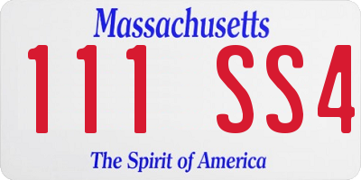 MA license plate 111SS4