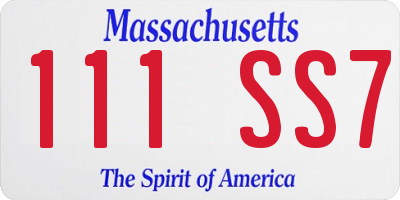 MA license plate 111SS7