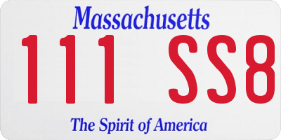 MA license plate 111SS8