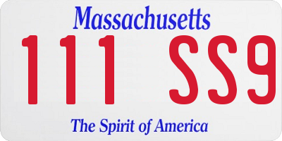 MA license plate 111SS9