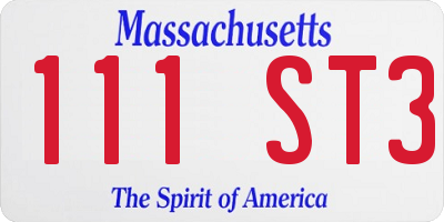 MA license plate 111ST3