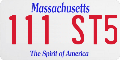 MA license plate 111ST5