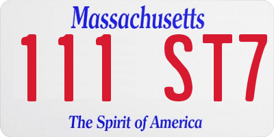 MA license plate 111ST7