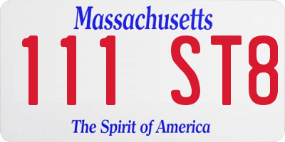 MA license plate 111ST8