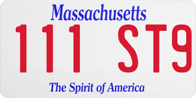 MA license plate 111ST9