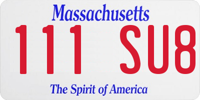 MA license plate 111SU8