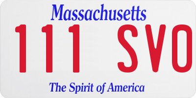 MA license plate 111SV0