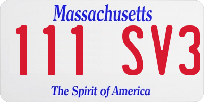 MA license plate 111SV3