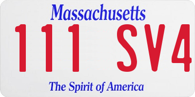MA license plate 111SV4