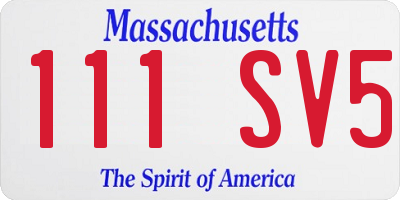 MA license plate 111SV5