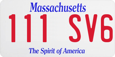 MA license plate 111SV6