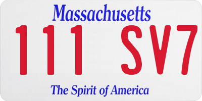 MA license plate 111SV7