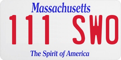 MA license plate 111SW0