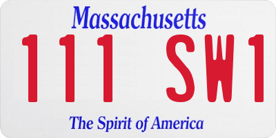 MA license plate 111SW1