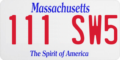 MA license plate 111SW5