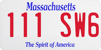 MA license plate 111SW6