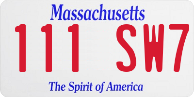 MA license plate 111SW7