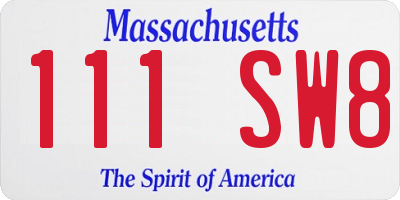 MA license plate 111SW8