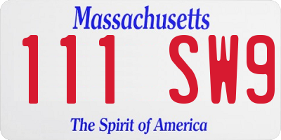 MA license plate 111SW9