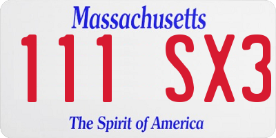 MA license plate 111SX3