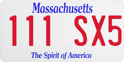 MA license plate 111SX5