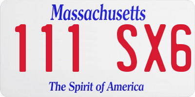 MA license plate 111SX6